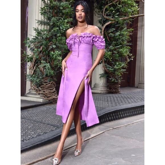 Miss Circle Quinley Lilac Linen Midi Dress - Picture 5 of 15